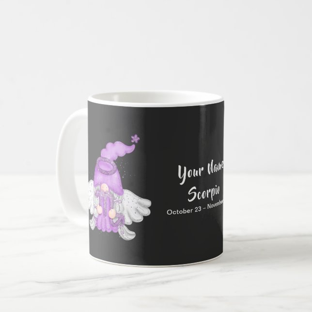 Gnome Scorpio Astrology signera ditt namn Kaffemugg (Framsida vänster)