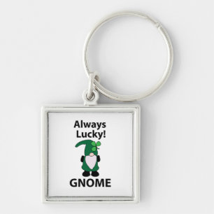 Gnome Shamrock Lucky St patricks day Gnome Fyrkantig Silverfärgad Nyckelring