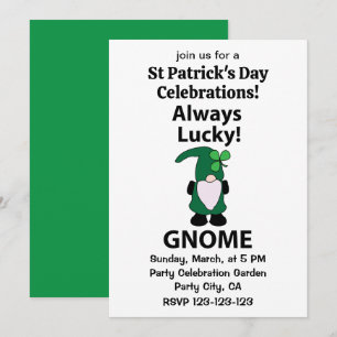 Gnome Shamrock Lucky St patricks day Gnome Inbjudningar