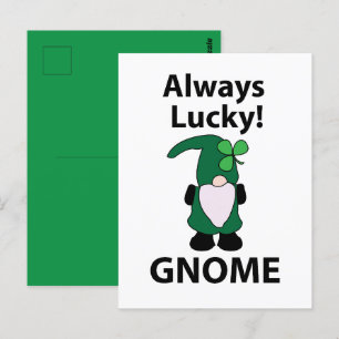 Gnome Shamrock Lucky St patricks day Gnome Vykort