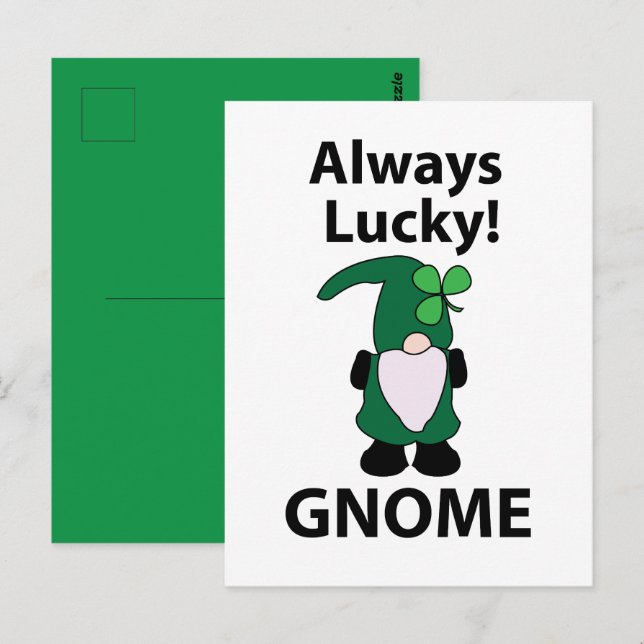 Gnome Shamrock Lucky St patricks day Gnome Vykort (Fram/baksida)