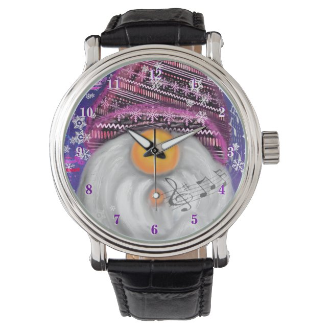 Gnome Sjunga Lycklig-julen Sång Watch Armbandsur (Framsida)