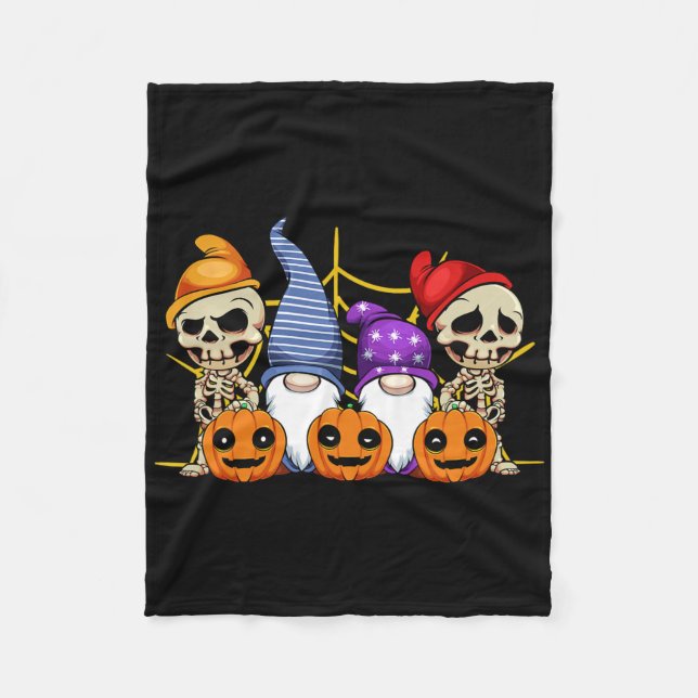 Gnome Skeleton Lazy Halloween Costume Cute Pumpkin Fleecefilt (Framsidan)