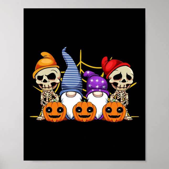 Gnome Skeleton Lazy Halloween Costume Cute Pumpkin Poster (Framsidan)