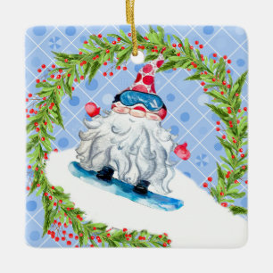 Gnome Snö-bordning med utandning Julgransprydnad Keramik