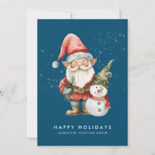 Gnome Snögubbe Glad helg Corporate Flat Julkort
