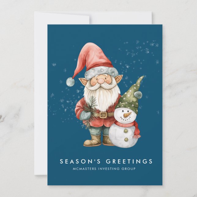 Gnome Snögubbe Season Greetings Corporate Flat Julkort (Framsida)