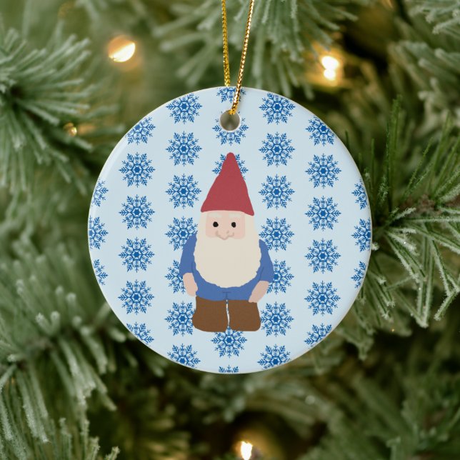 Gnome Snowflake Illustration Art Ceramic Ornament (Träd)
