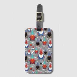 Gnome Snowflake Illustrations jul Mönster Bagagebricka