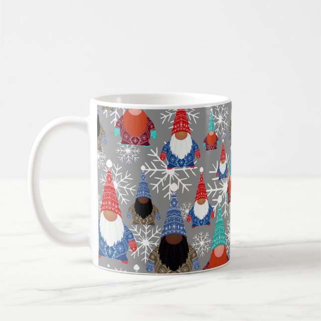 Gnome Snowflake Illustrations jul Mönster Kaffemugg (Vänster)