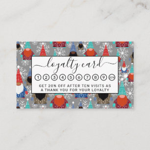 Gnome Snowflake Illustrations jul Mönster Lojalitetskort