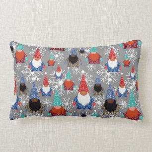 Gnome Snowflake Illustrations jul Mönster Lumbarkudde
