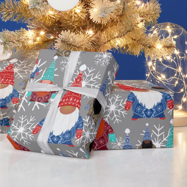 Gnome Snowflake Illustrations jul Mönster Presentpapper (Helgdagar)