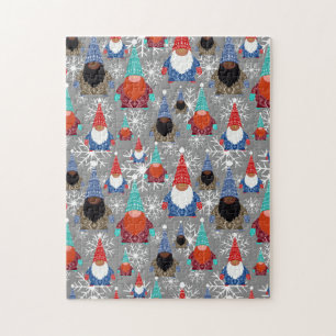 Gnome Snowflake Illustrations jul Mönster Pussel