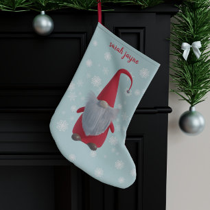 Gnome Snowflake Personlig Teal Liten Julstrumpa