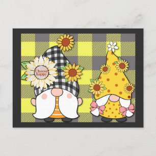 Gnome Solros Välj Lycklig Cute Play Vykort