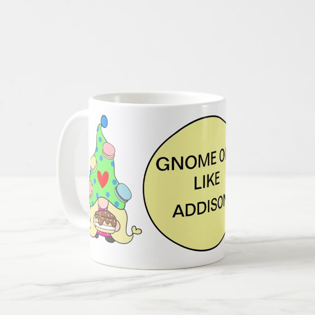 Gnome som ditt namn Cookies Hat Cake Heart Kaffemugg (Framsida vänster)