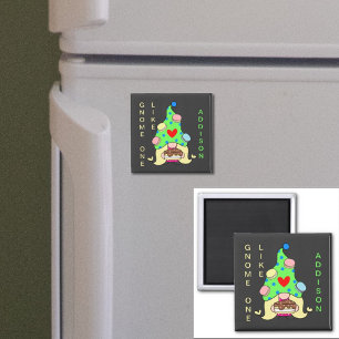 Gnome som ditt namn Cookies Hat Cake Heart Magnet