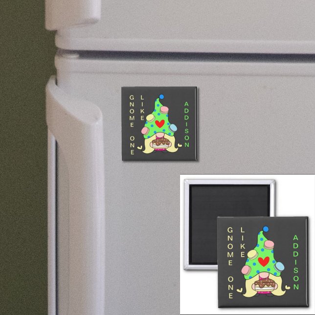 Gnome som ditt namn Cookies Hat Cake Heart Magnet (Skapare uppladdad)