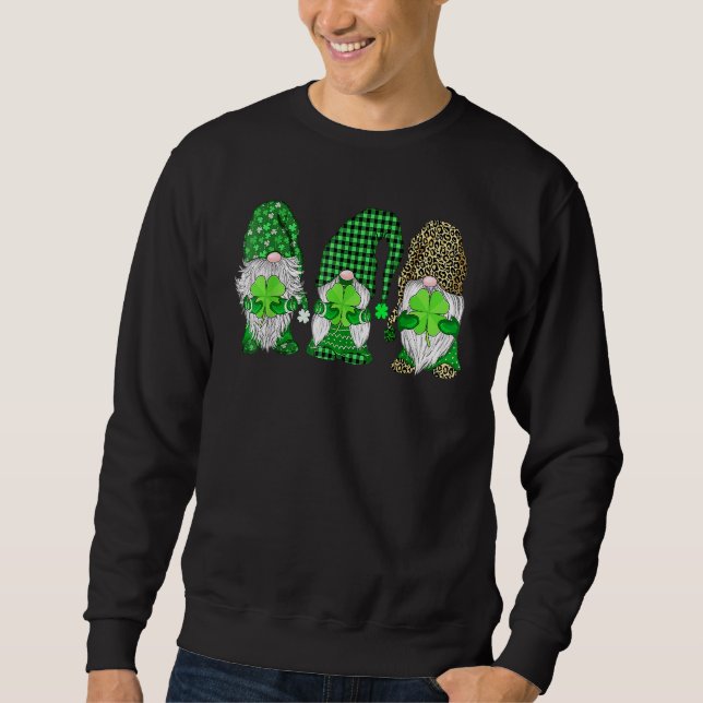 Gnome St Patrick S Day Irish Gnome Lång Ärmad Tröja (Framsida)