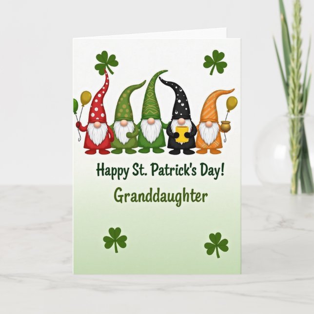 Gnome St Patricks Day Granddaughter Card Kort (Framsida)