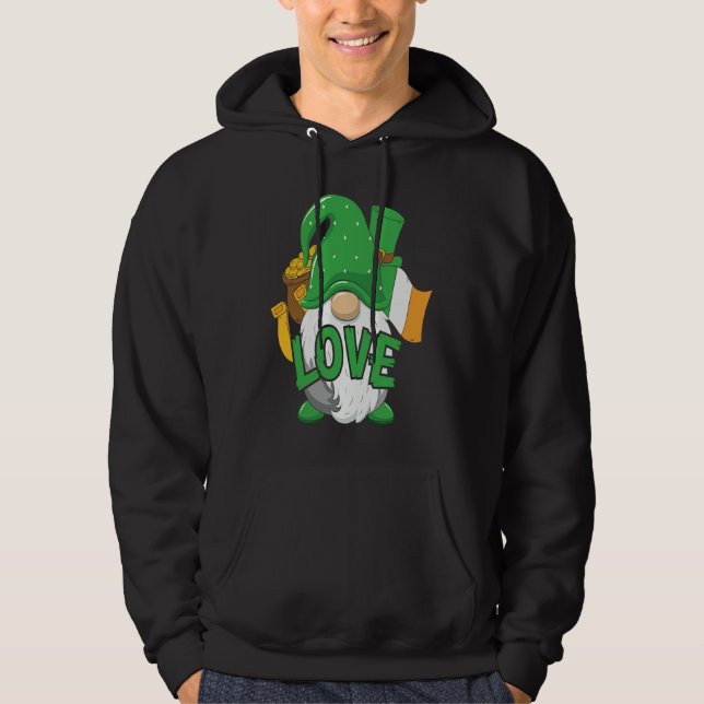 Gnome St Patricks Day Love Irish Flag Saint Patric Hoodie (Framsida)