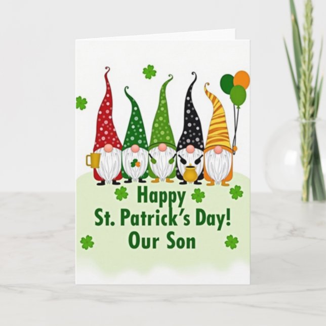 Gnome St Patricks Day Son Card Kort (Framsida)