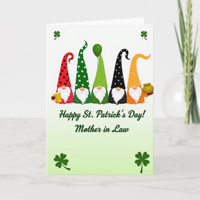 Gnome St Patricks Kraft Paper Look Card Kort (Framsida)