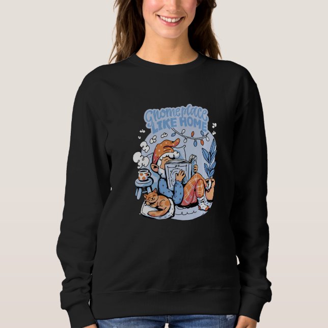 Gnome Ställe Home Hett Cocoa Bok Reader Graphic Te T Shirt (Framsida)