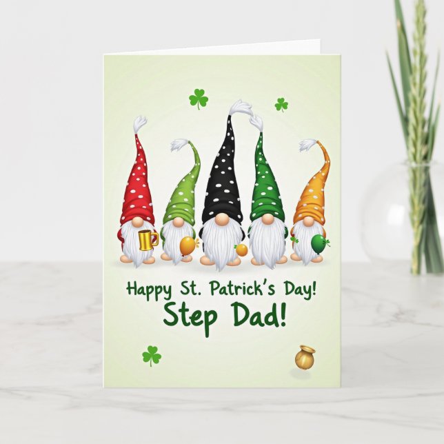 Gnome Step Dad St Patricks Day Card Kort (Framsida)