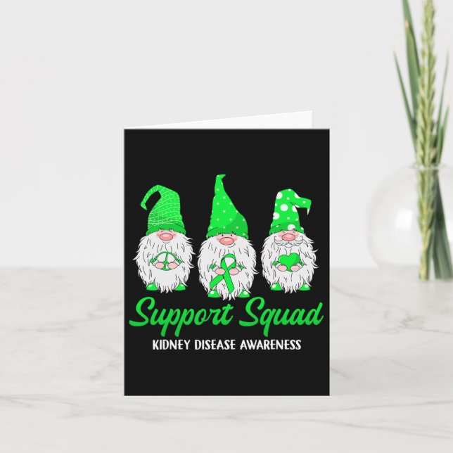 Gnome Support Squad Grönt Ribbon Kidney Disease Aw Kort (Framsida)
