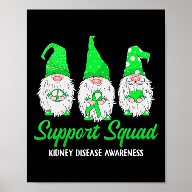 Gnome Support Squad Grönt Ribbon Kidney Disease Aw Poster (Framsidan)