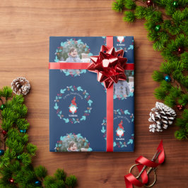 Gnome Sweet Gnome Blommigt Utandningsblått Anpassn Presentpapper