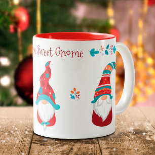 Gnome Sweet Gnome Cute Modern Simple Elf Helgdag Två-Tonad Mugg