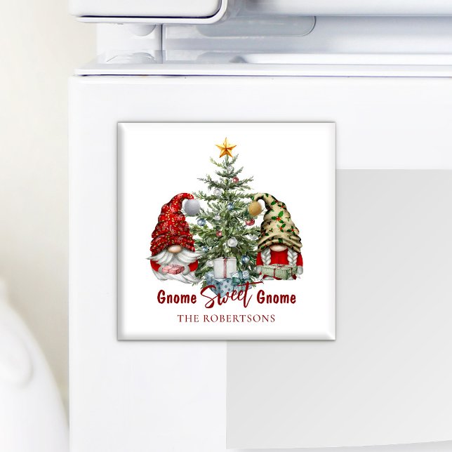 Gnome Sweet Gnome Cute Watercolor jul Magnet (Skapare uppladdad)