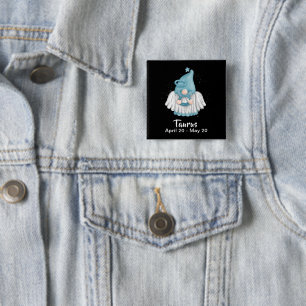 Gnome Taurus Astrology Sign Angel Pinback Button Knapp