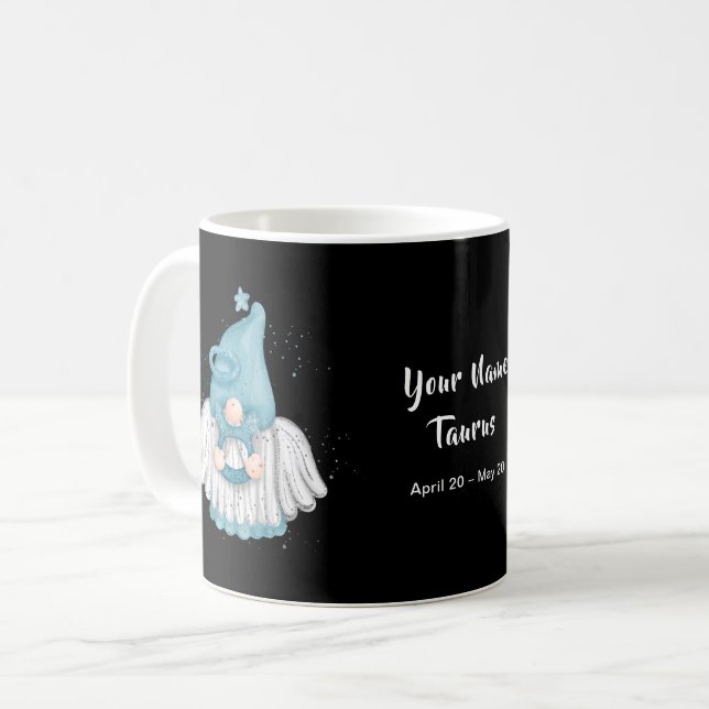 Gnome Taurus Astrology signera ditt namn Kaffemugg (Framsida vänster)