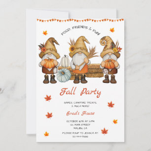 Gnome Thanksgiving Fall Party Inbjudningar