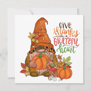 Gnome Thanksgiving-hälsningskort Anteckningskort