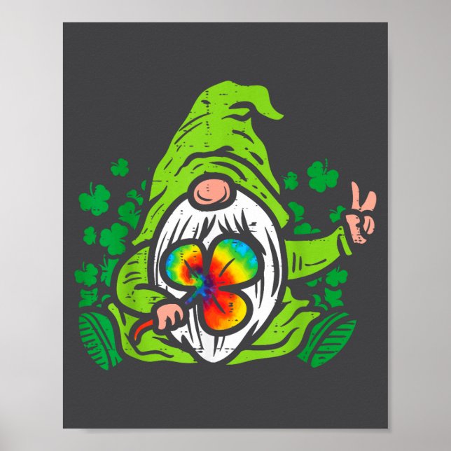 Gnome Tie Dye Shamrock Clover St Patricks Day Hipe Poster (Framsidan)