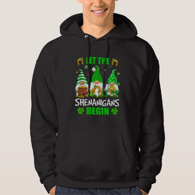 Gnome Tie Dye Shamrock Let Shenanigans Begin St Pa Hoodie (Framsida)