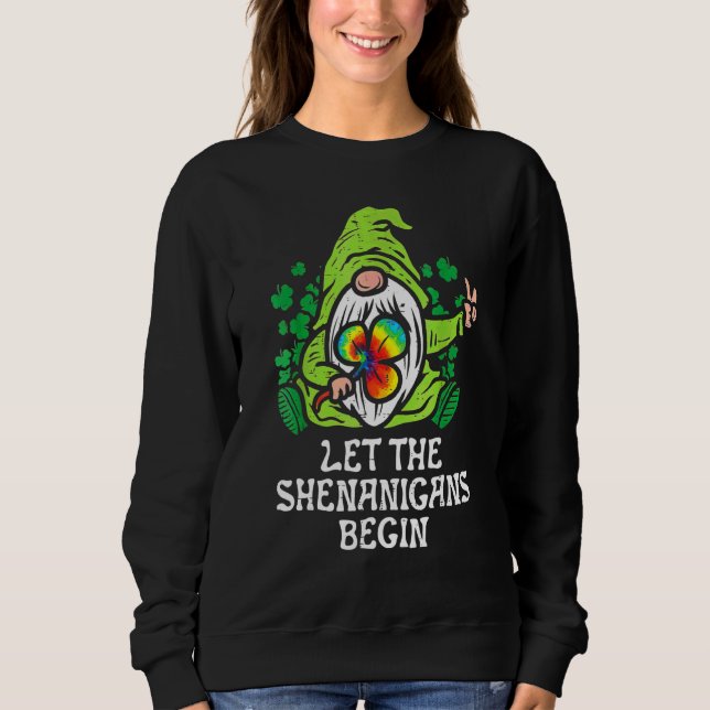 Gnome Tie Dye Shamrock Let Shenanigans Begin St Pa T Shirt (Framsida)