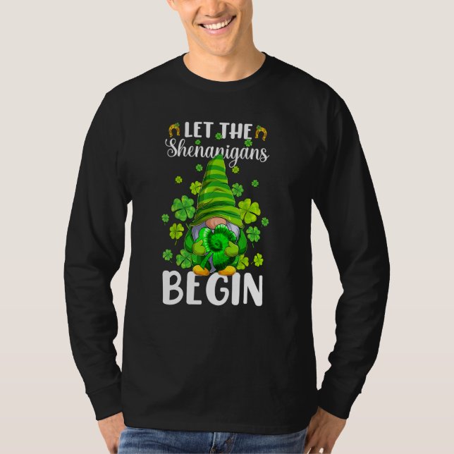 Gnome Tie Dye Shamrock Let Shenanigans Begin St Pa T Shirt (Framsida)