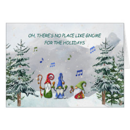 Gnome Trio på Snowy Mountain Top jul Hälsningskort