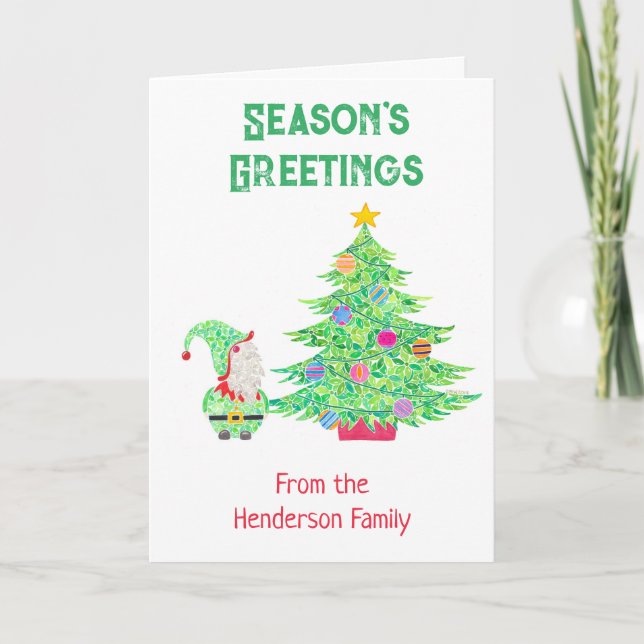 Gnome under Julgran-kortet Helgkort (Framsida)