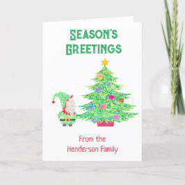 Gnome under Julgran-kortet Helgkort