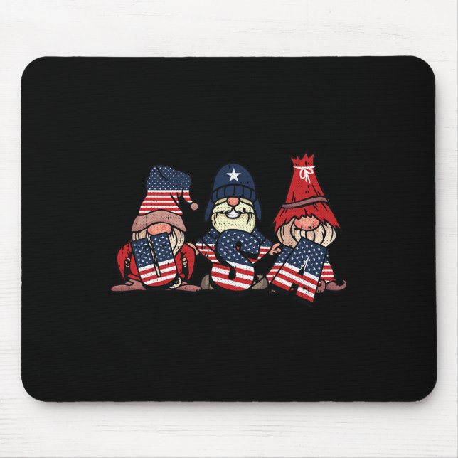Gnome Usa 4:e juli Cute American Flagga Independe Musmatta (Framsidan)
