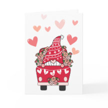 Gnome Valentine Card Retro Lastbil