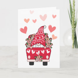 Gnome Valentine Card Retro Lastbil Helgkort