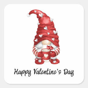 Gnome Valentine Fyrkantigt Klistermärke